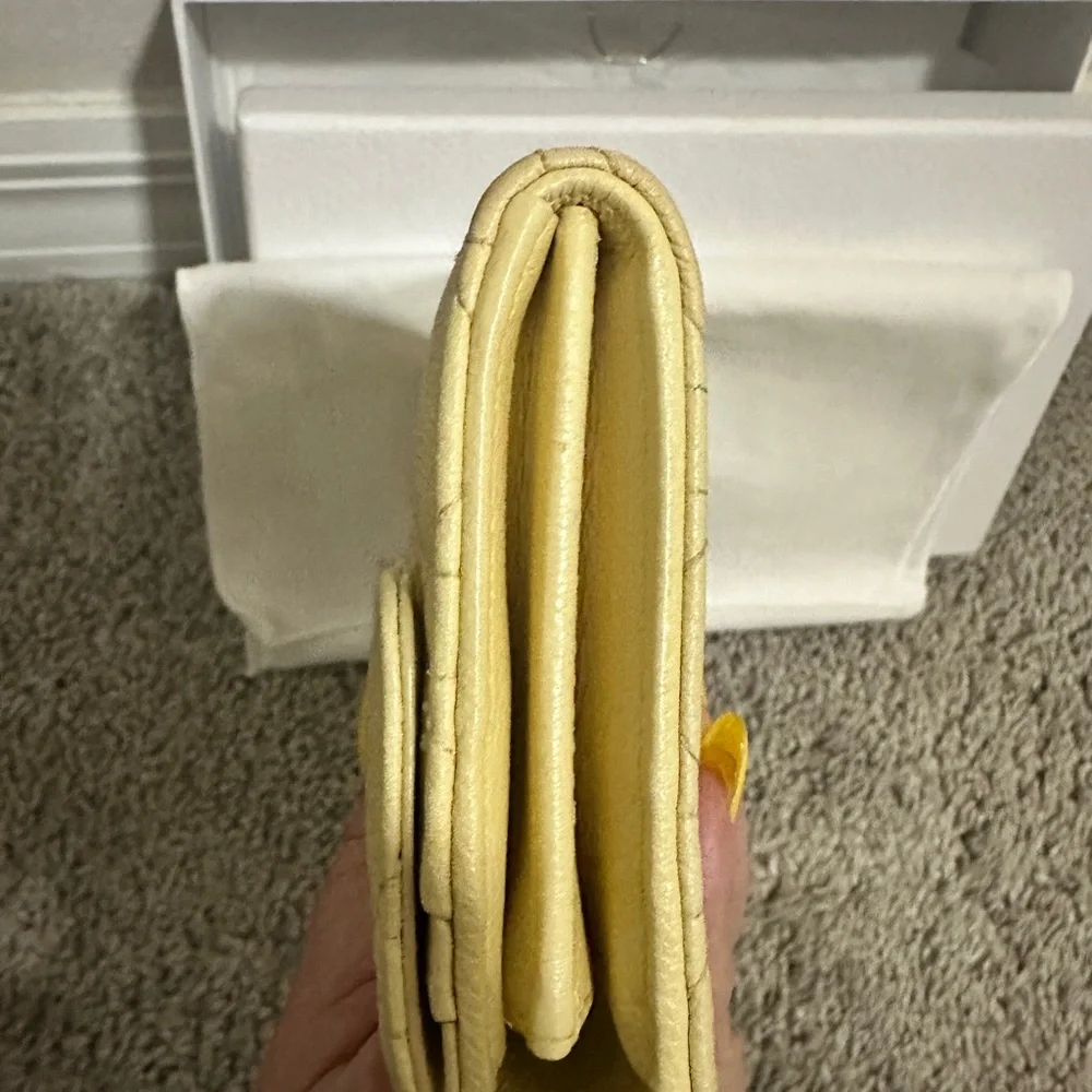 Dior Cream Quilted Wallet with Cannage Pattern
